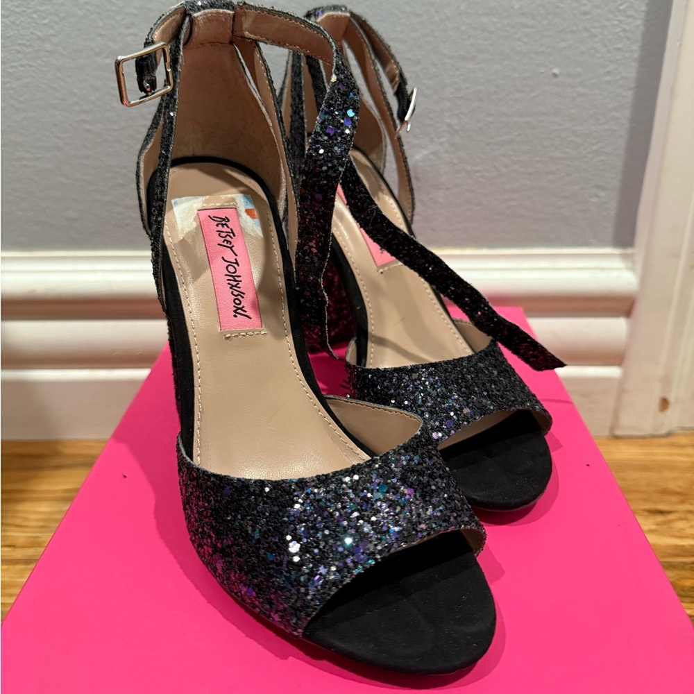 Betsey Johnson Black Sparkle Heels